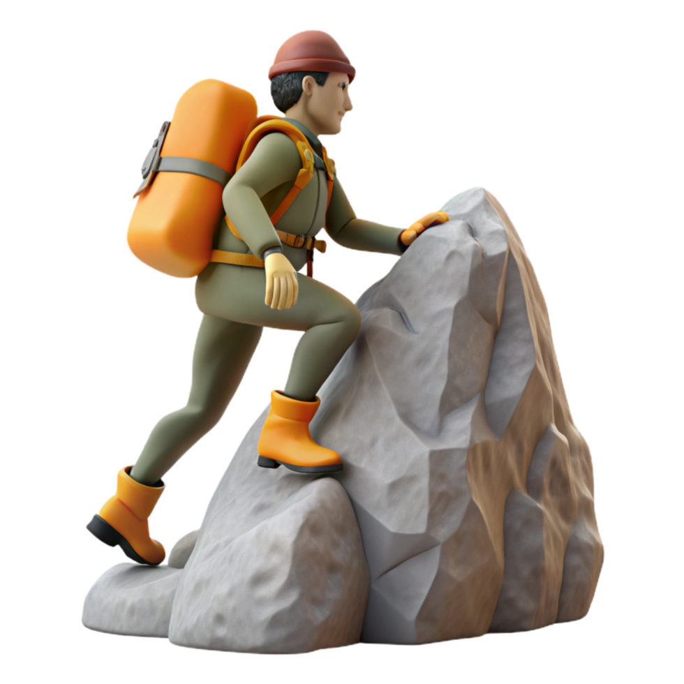 stunning modern Mountain Climber Silhouette Isolated on Transparent Background high resolution png