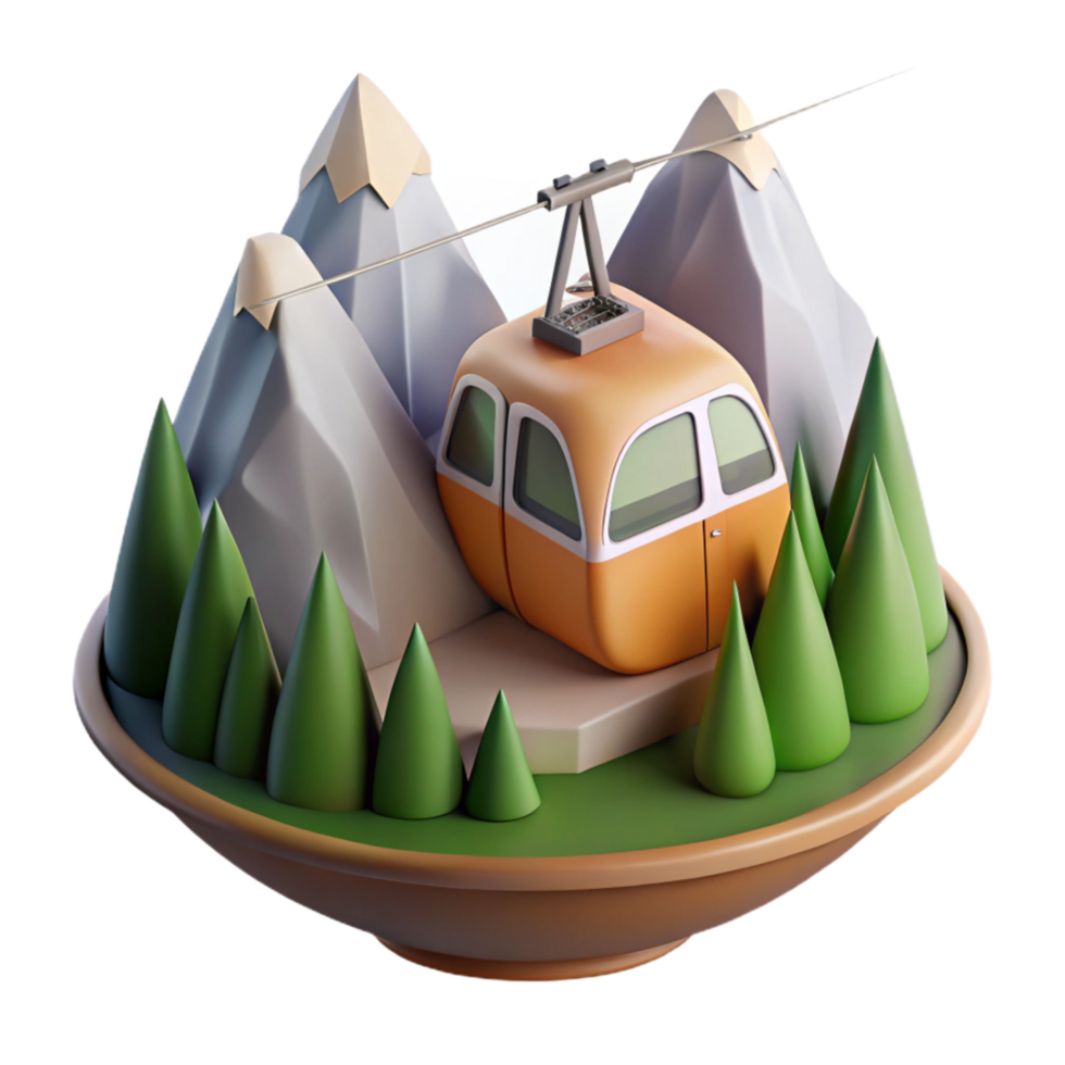extraordinary classic Mountain Landscape with Cable Car Cutout high resolution png