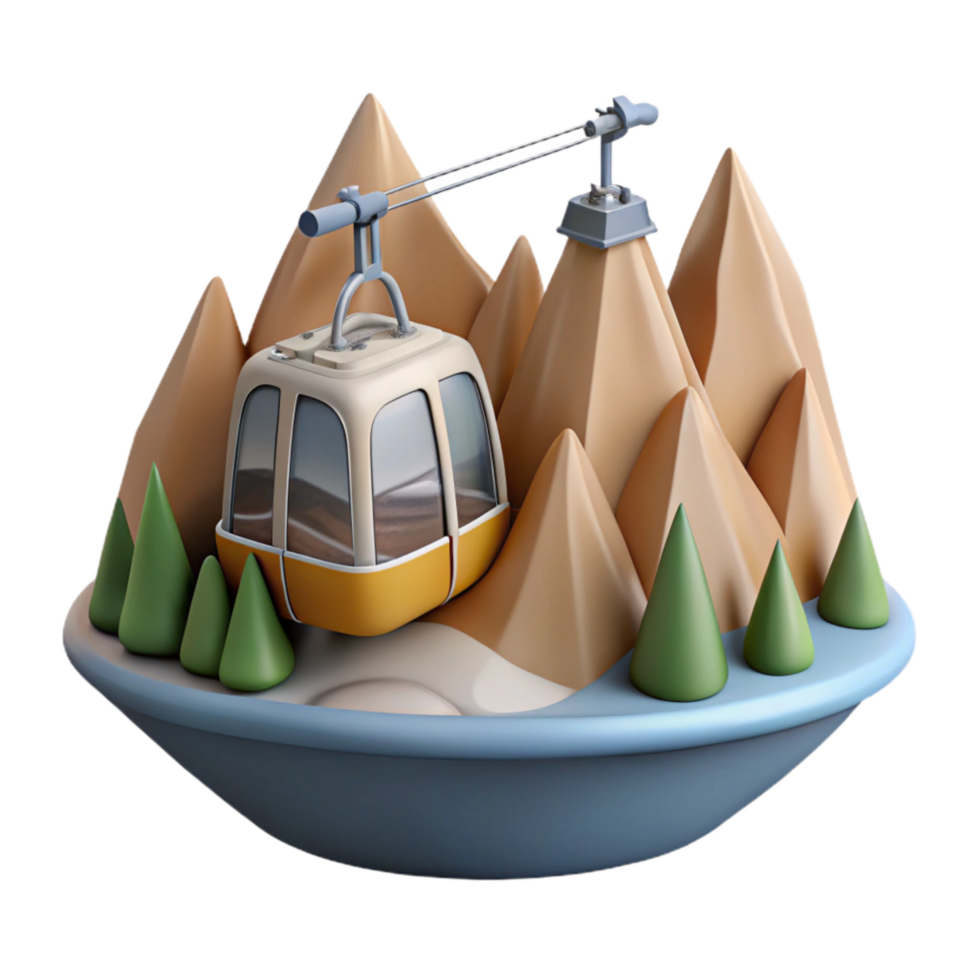 magnificent minimalist Mountain Landscape with Cable Car Cutout genuine png