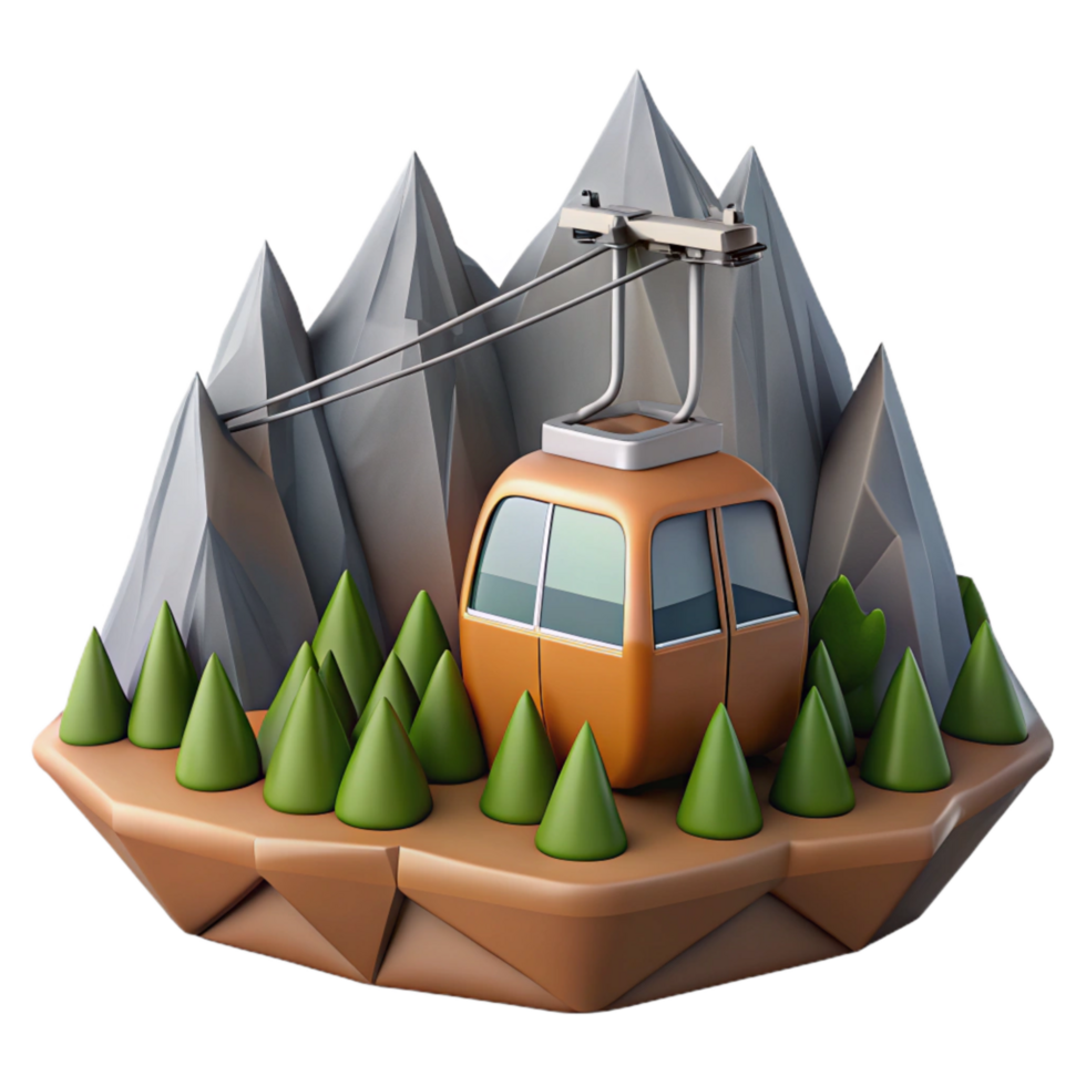 serene abstract Mountain Landscape with Cable Car Cutout professional png
