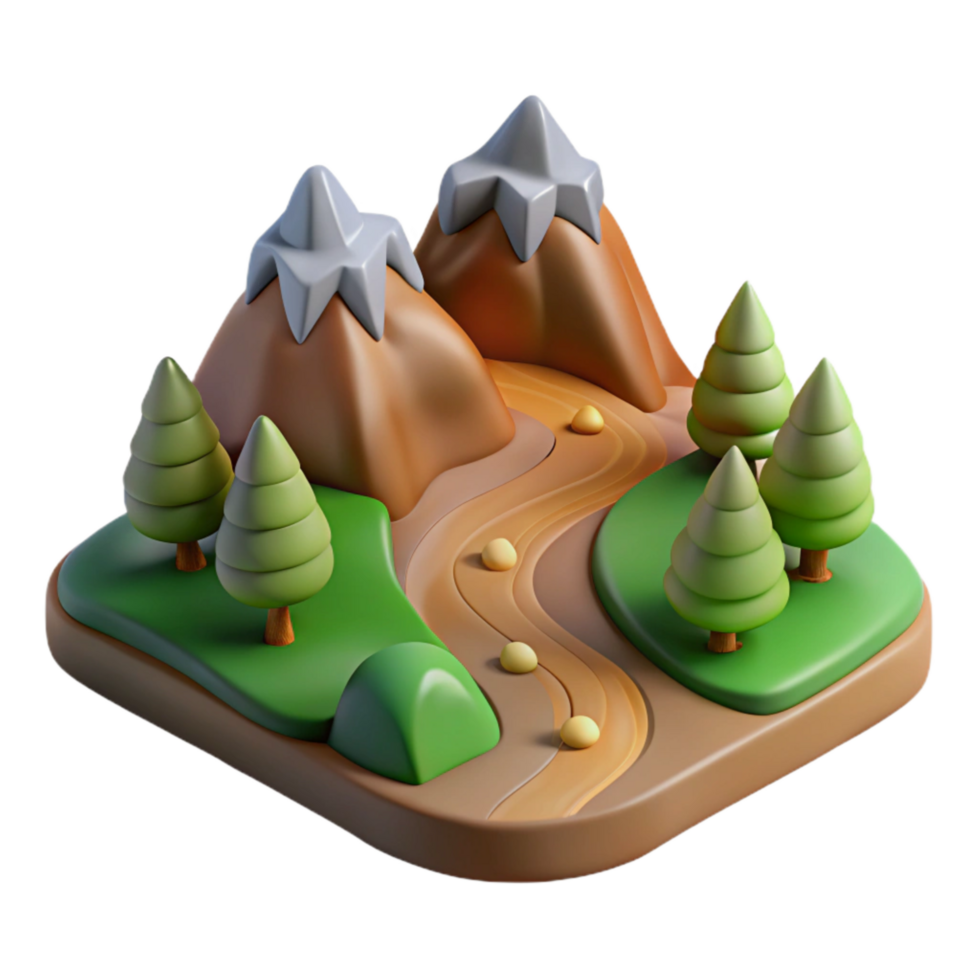 impressive rustic Mountain Landscape with Hiking Trail Cutout png
