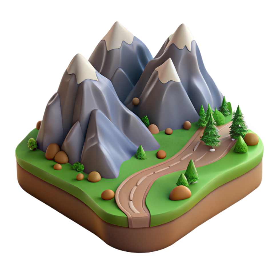 extraordinary abstract Mountain Landscape with Hiking Trail Cutout original png