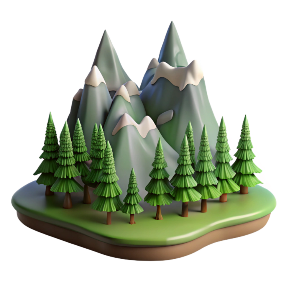 beautiful abstract Mountain Landscape with Pine Trees Transparent Background high resolution png
