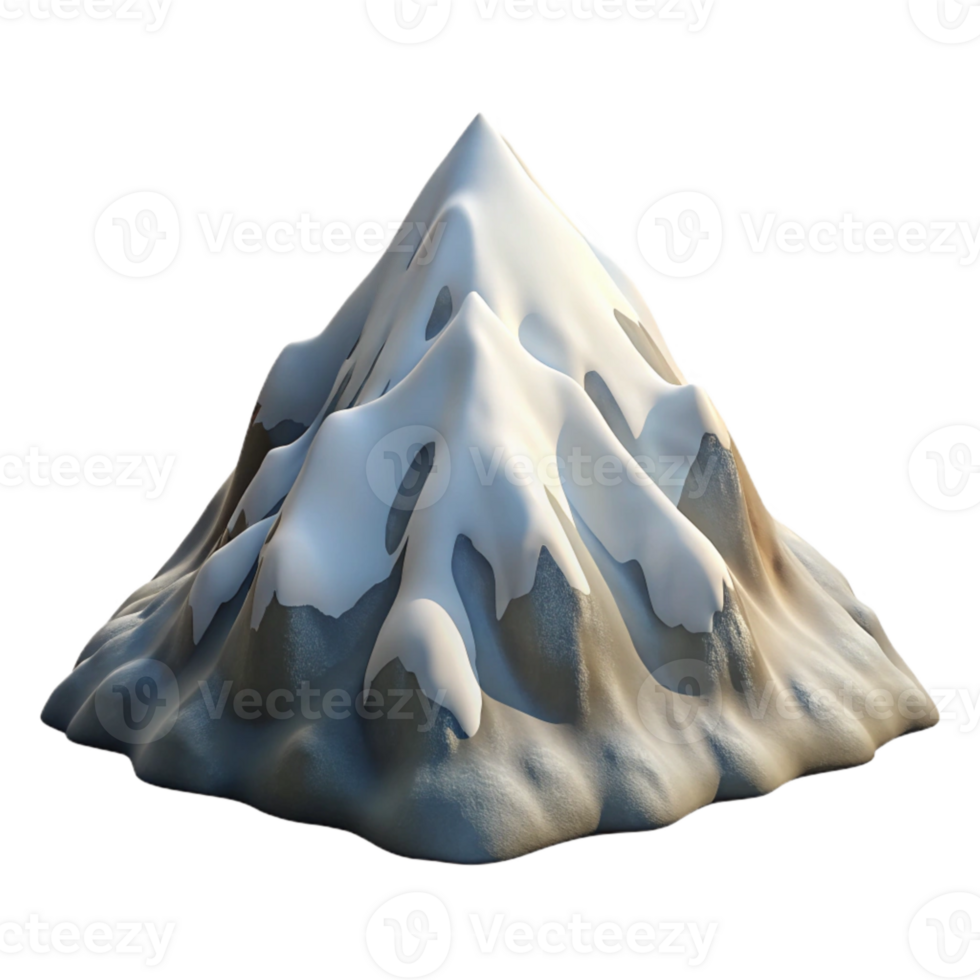 elegant artistic Mountain Peak Snow Covered Rocky Terrain Winter Scene Isolated genuine png