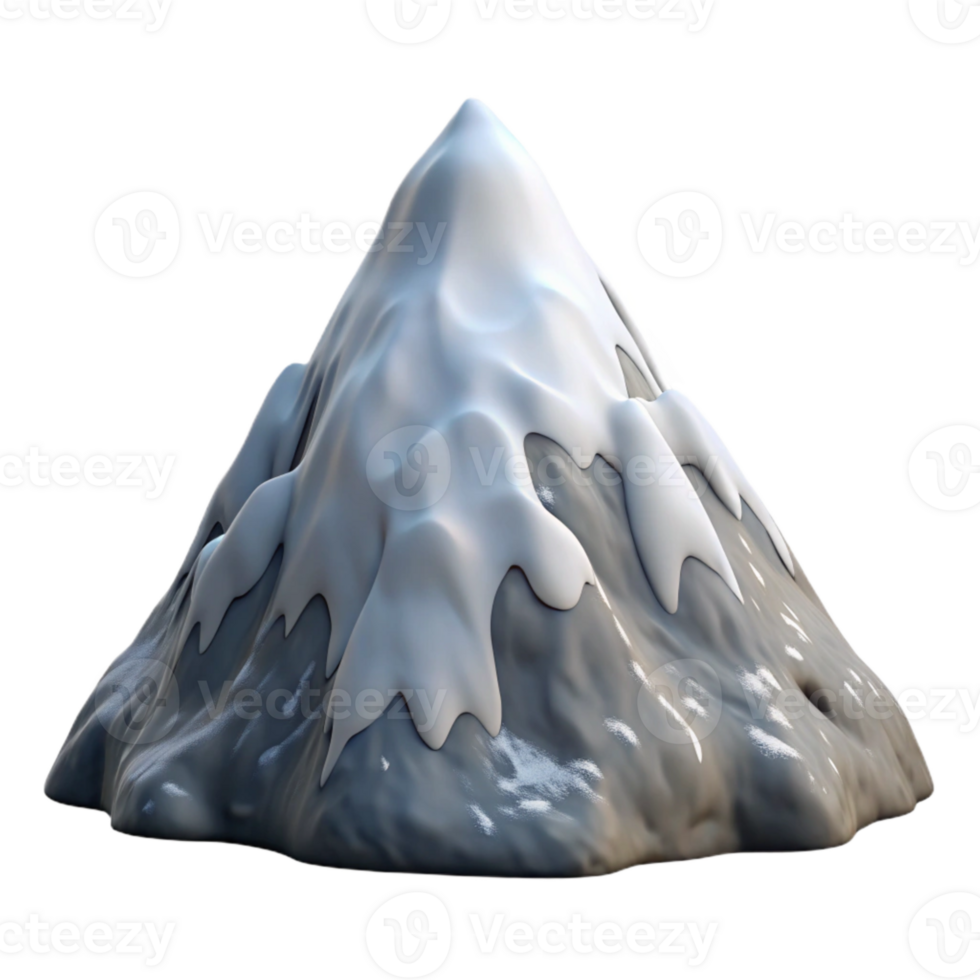 elegant modern Mountain Peak Snow Covered Rocky Terrain Winter Scene Isolated premium png