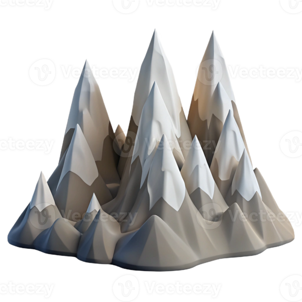 beautiful creative Mountain Range Jagged Peaks Snow Covered Isolated professional png