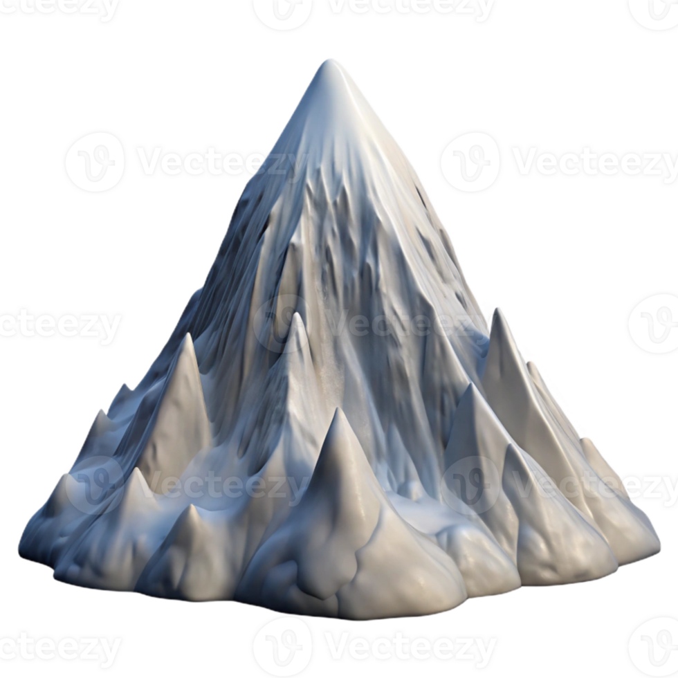 vibrant minimalist Mountain Peak Snow Covered Rocky Terrain Winter Scene Isolated authentic png