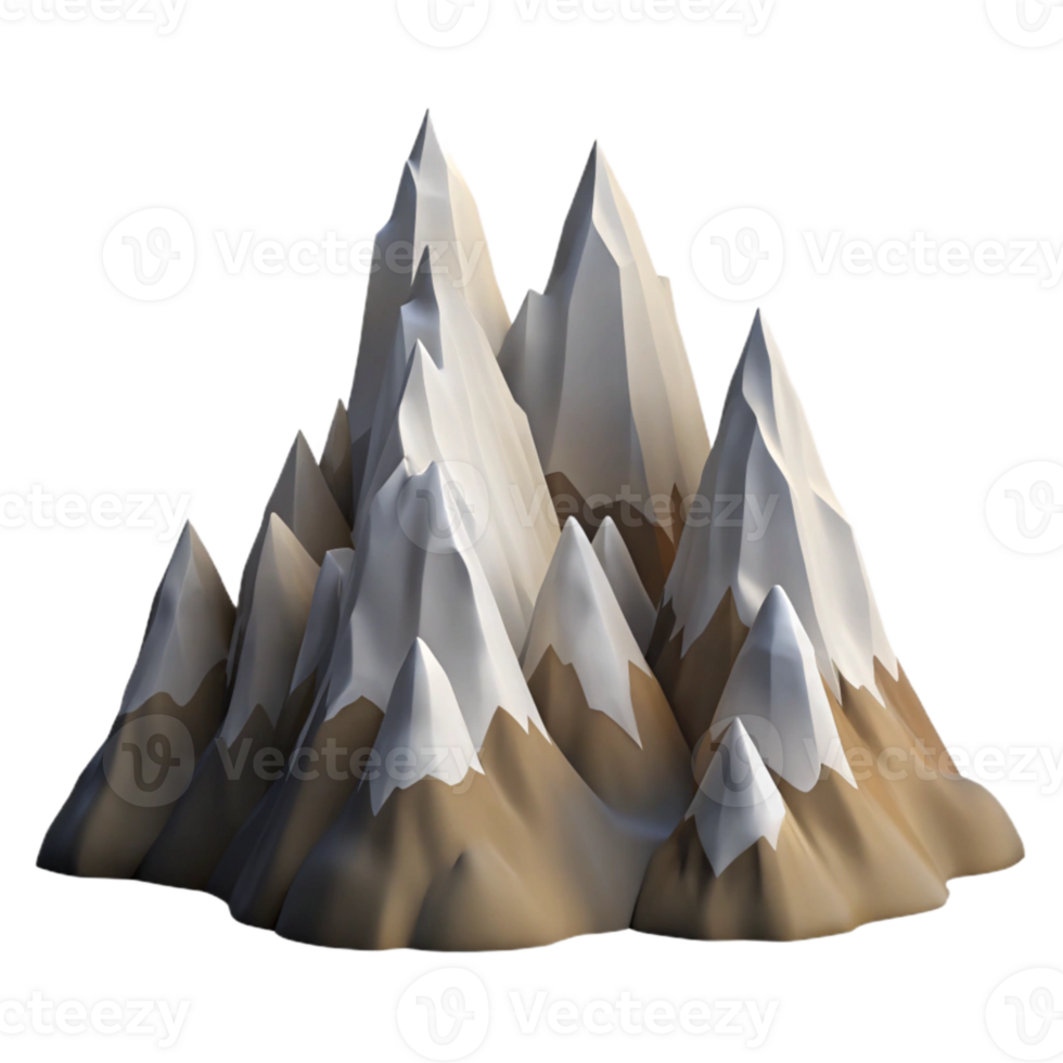 dramatic modern Mountain Range Jagged Peaks Snow Covered Isolated high resolution png