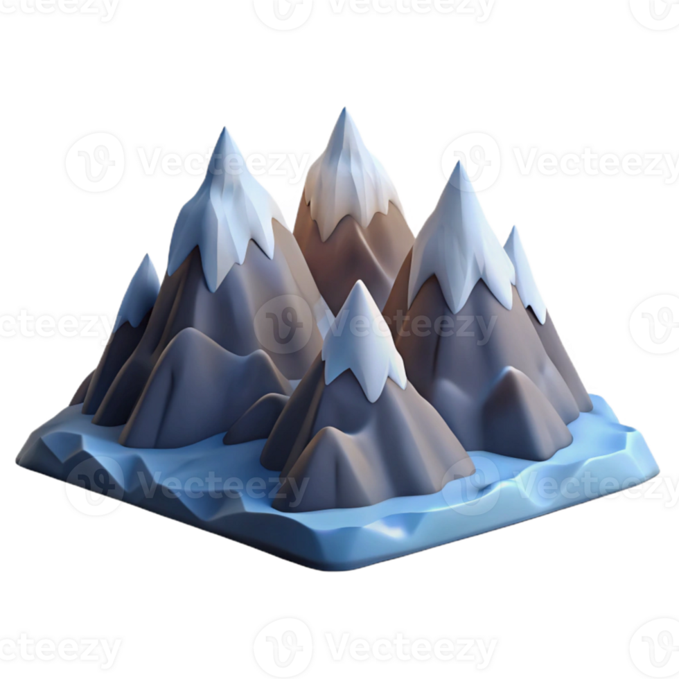 wonderful artistic Mountain Range Landscape with Snow Caps Isolated professional png