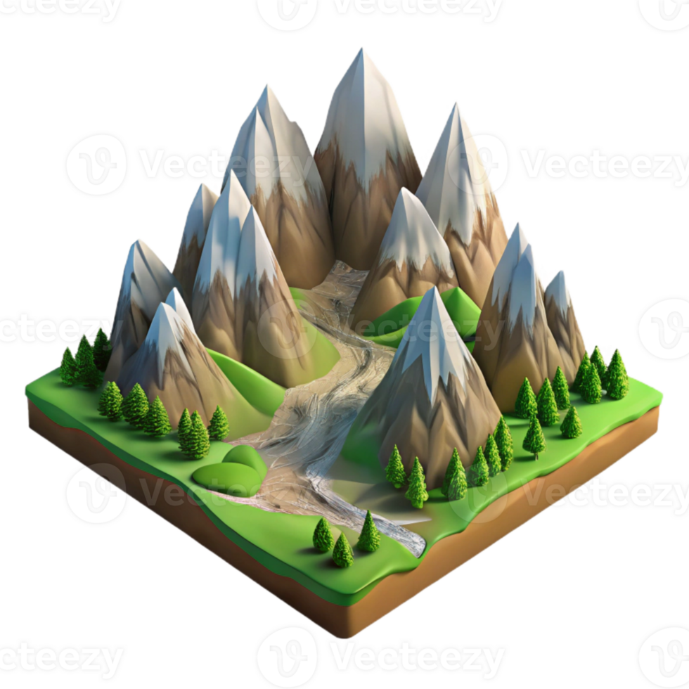 wonderful artistic Mountain Range Landscape Panoramic View Isolated professional png