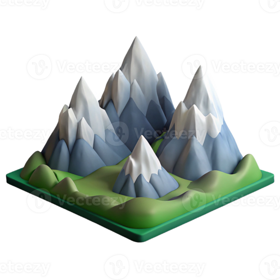 dramatic vintage Mountain Range Landscape Scenic View Snow Capped Peaks Isolated genuine png