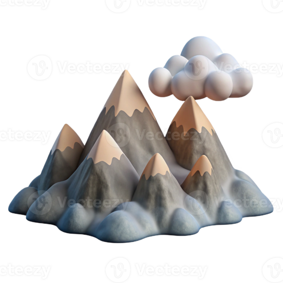 extraordinary artistic Mountain Range Panorama with Cloudy Sky Cutout detailed png