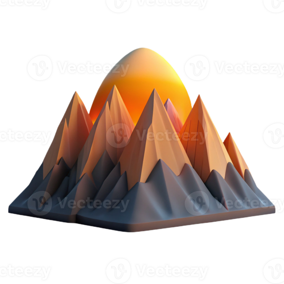 magnificent contemporary Mountain Range Silhouette at Sunset Isolated premium png