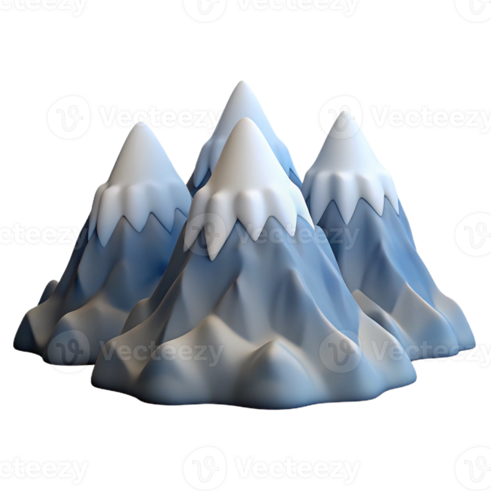 wonderful artistic Mountain Range Isolated with Snow Capped Peaks original png