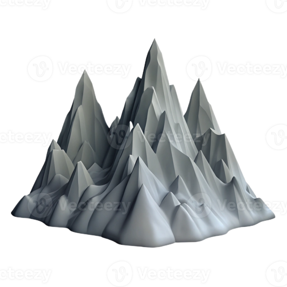 serene contemporary Mountain Range Silhouette Grey Cutout detailed png