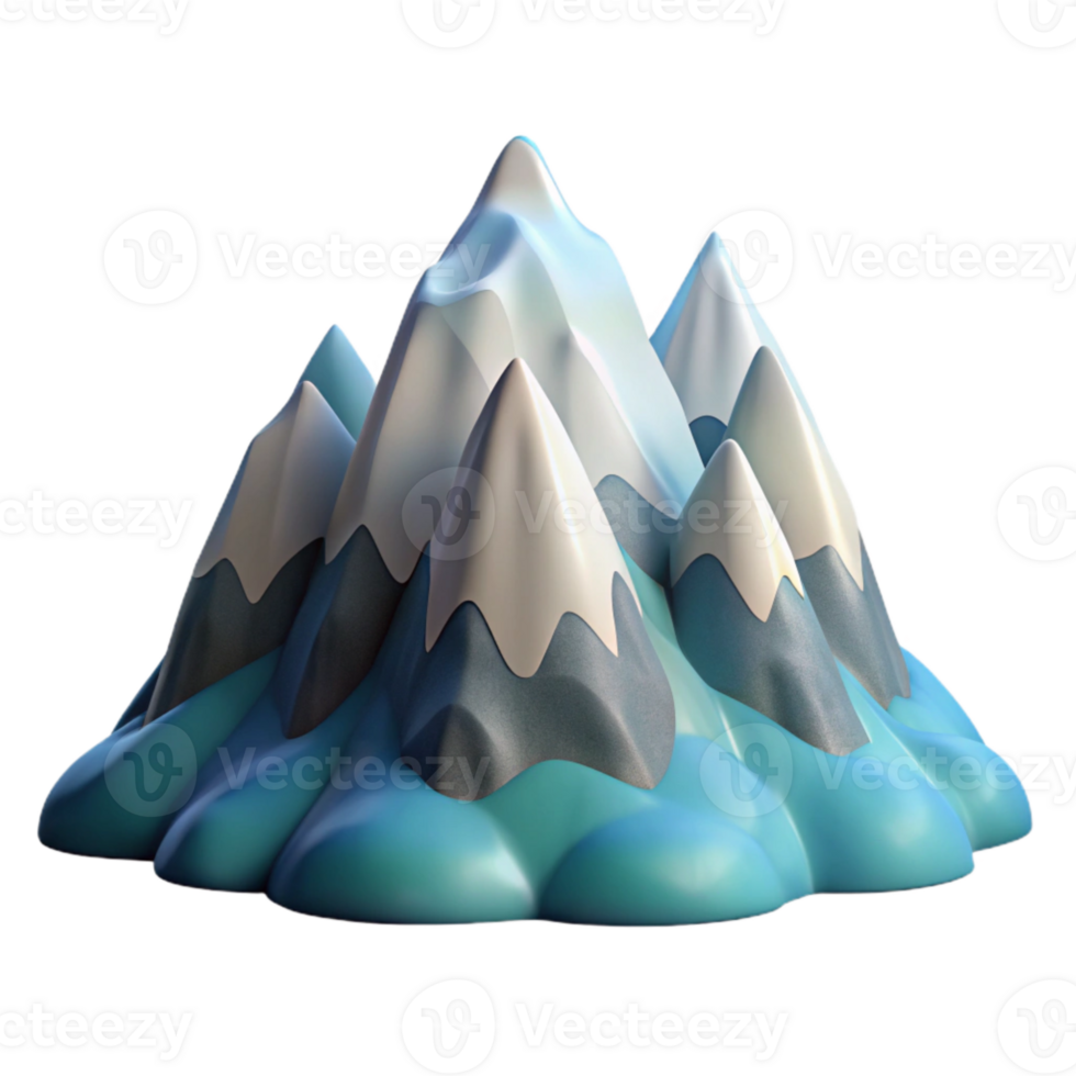 beautiful creative Mountain Range Snow Capped Peaks Winter Scene Isolated detailed png