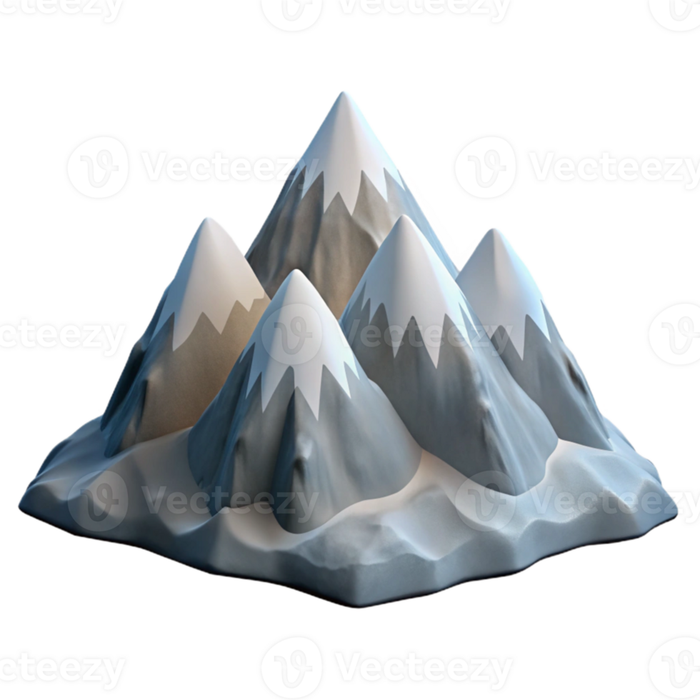 dramatic classic Mountain Range Snow Capped Peaks Winter Scene Isolated authentic png
