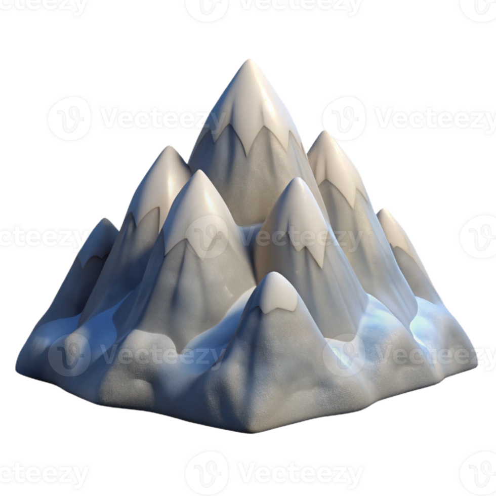 stunning vintage Mountain Range Snow Capped Peaks Winter Scene Isolated exclusive png