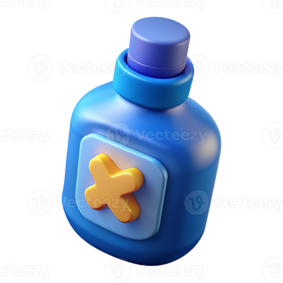 elegant modern Mouthwash Bottle Blue Antiseptic Liquid Cutout exclusive png