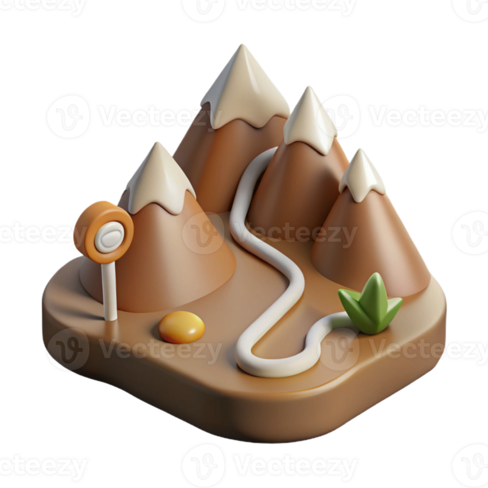 serene artistic Mountain with Hiking Trail Adventure Symbol Winding Path Isolated genuine png
