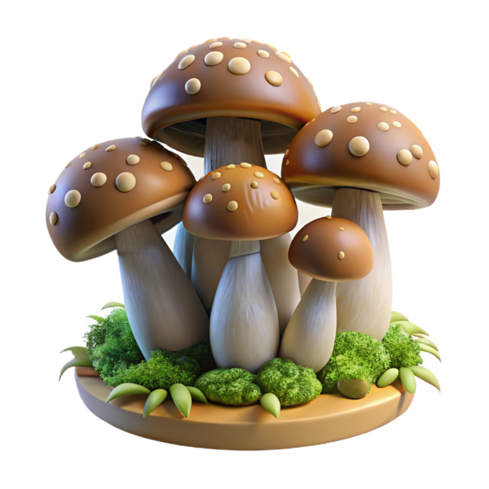 serene contemporary Mushroom Cluster in Forest Floor Transparent Background premium png