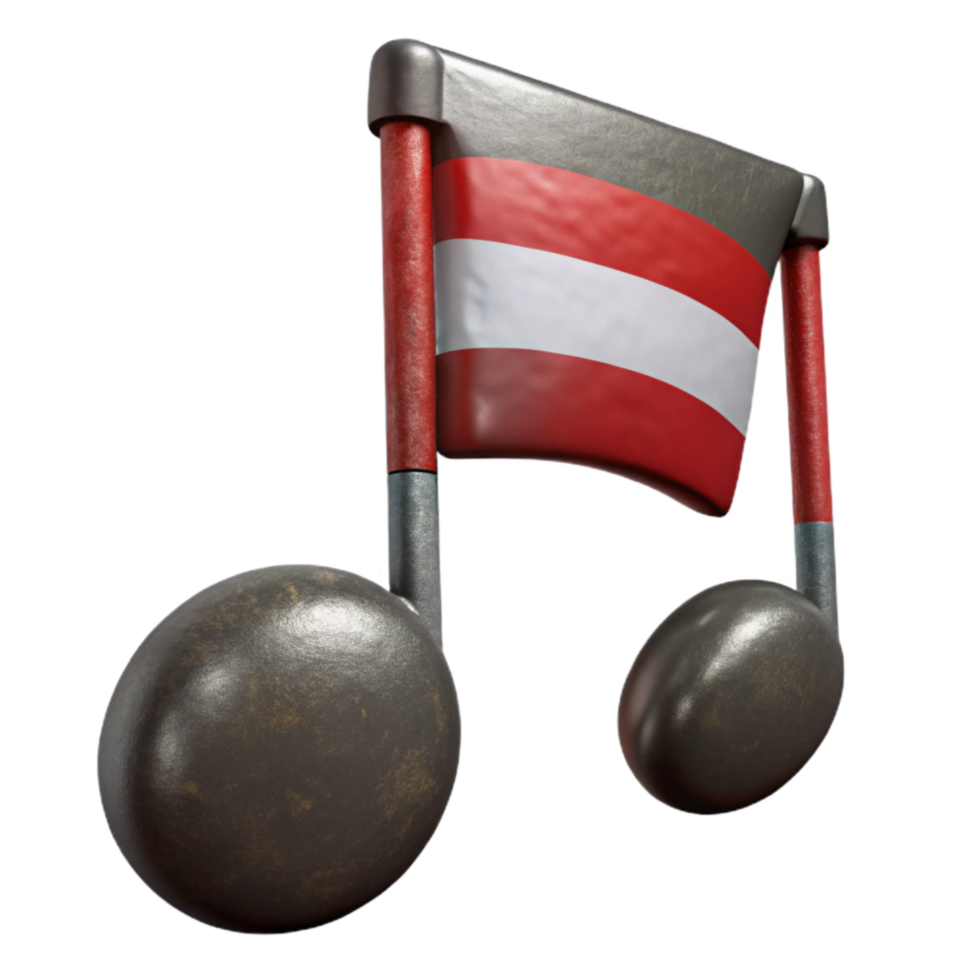 stunning artistic Music Note Cutout with Stem and Flag Transparent Background png