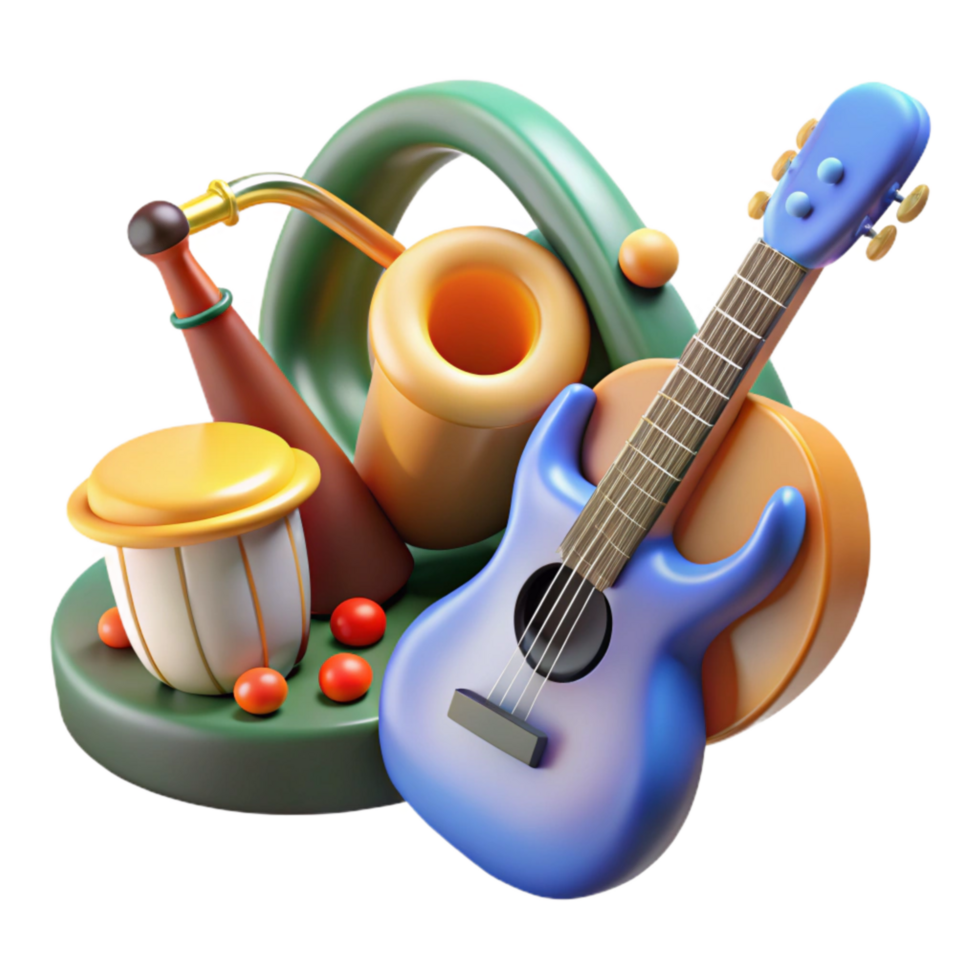 extraordinary abstract Musical Instruments for Kids Isolated premium png