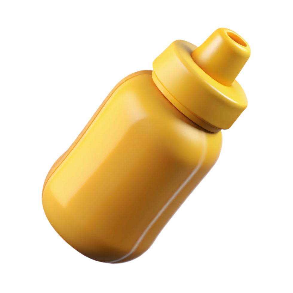 dramatic classic Mustard Bottle Cutout with Yellow Color premium png