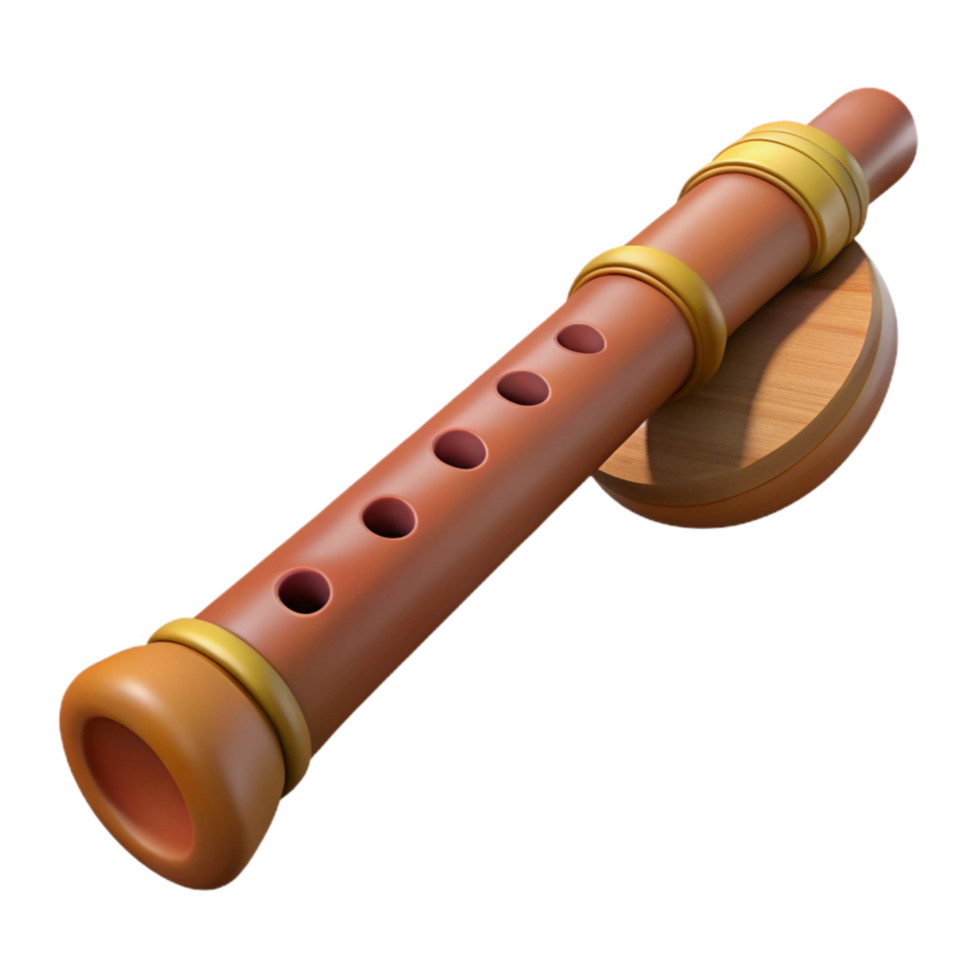 beautiful classic Native American Flute Wooden Texture Transparent Background authentic png