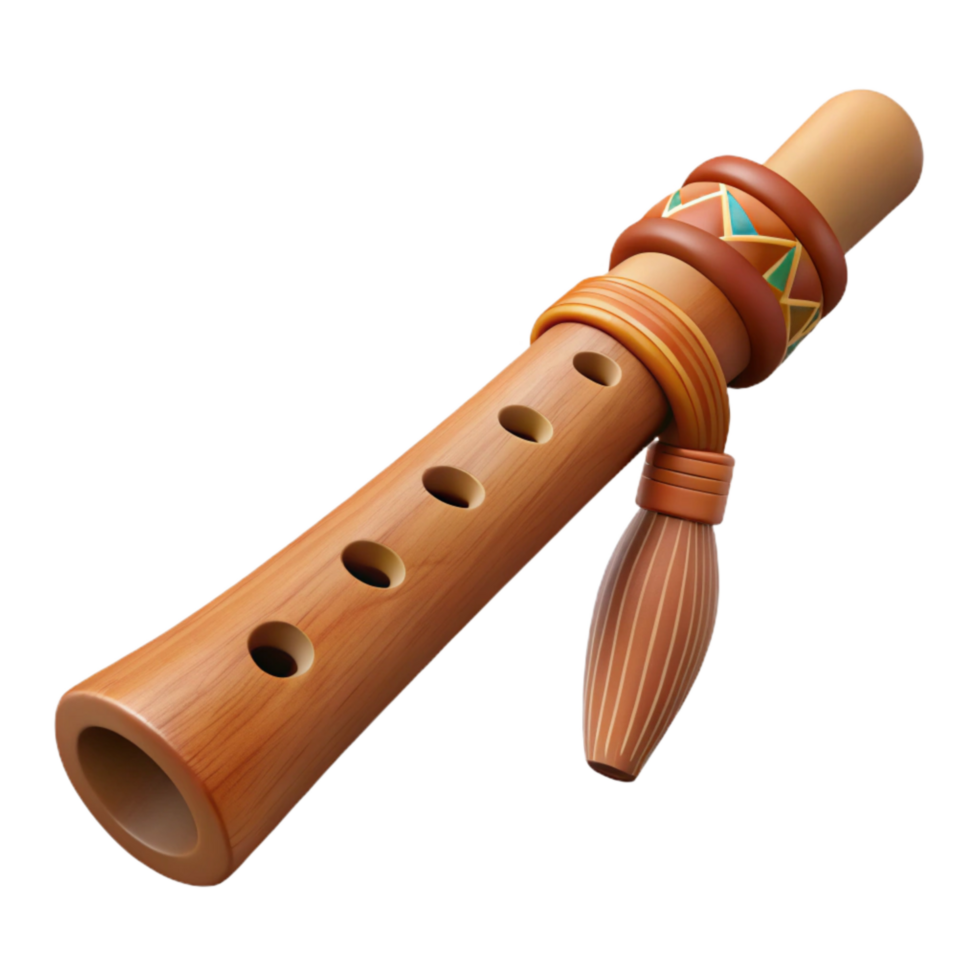 stunning rustic Native American Flute Wooden Texture Transparent Background detailed png