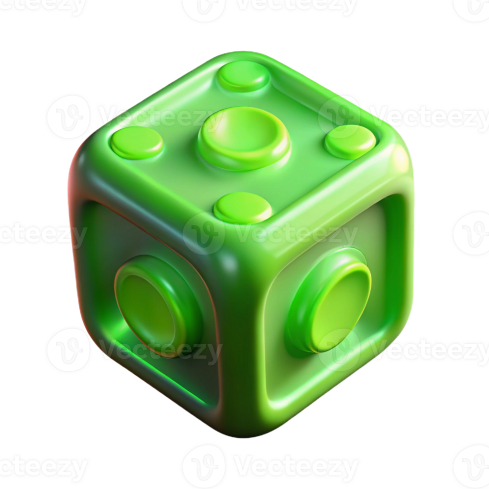 serene rustic Neon Green Dice Top View Transparent Background png
