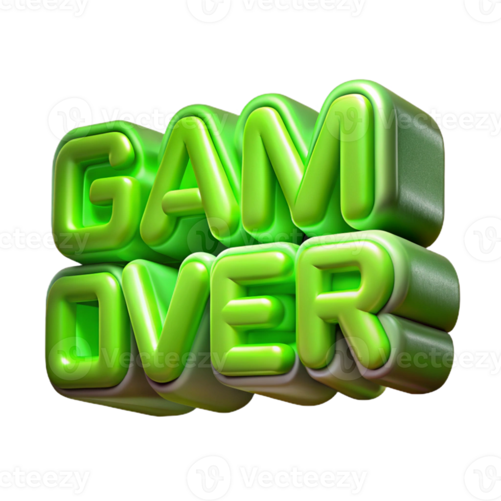 dramatic classic Neon Green Game Over Text Transparent professional png