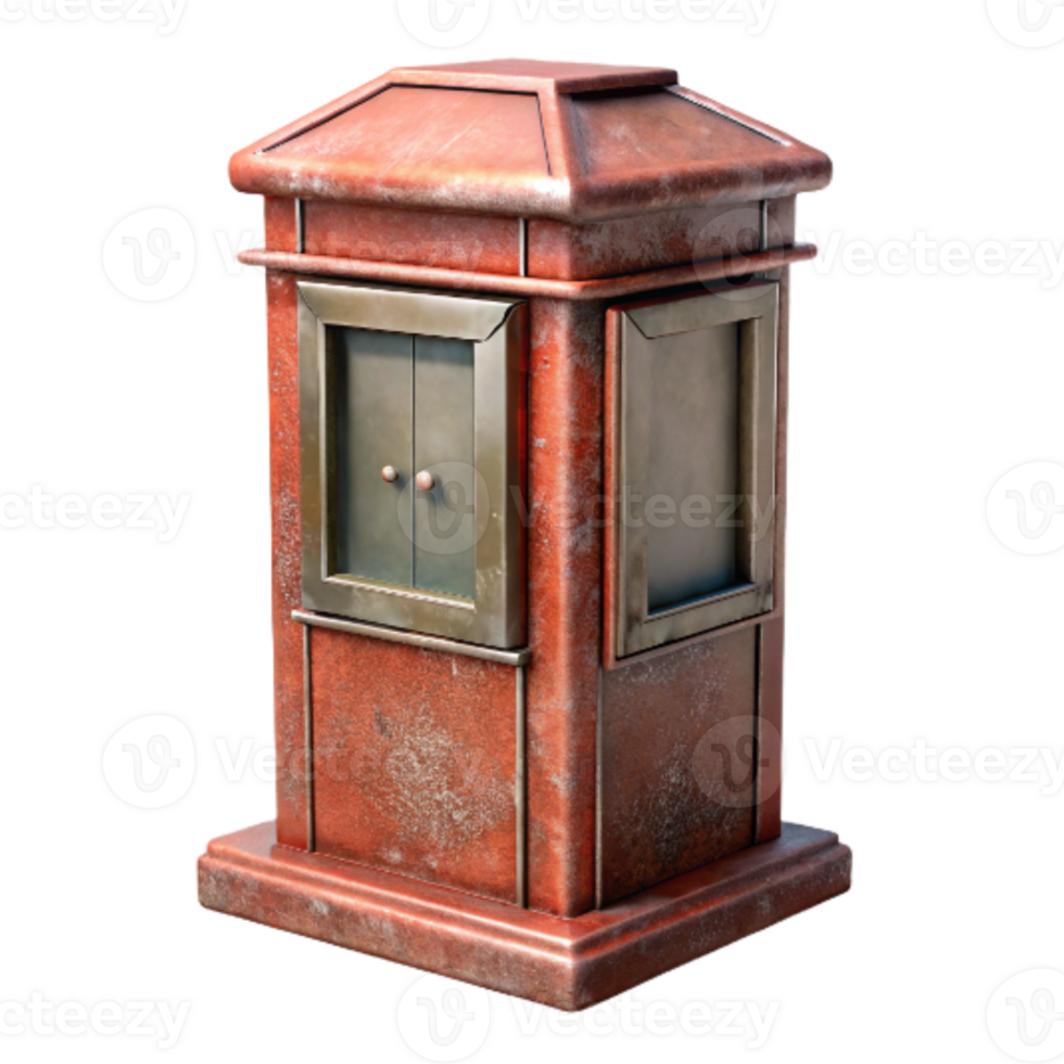 serene vintage Newspaper Box Metal Structure Isolated Background png