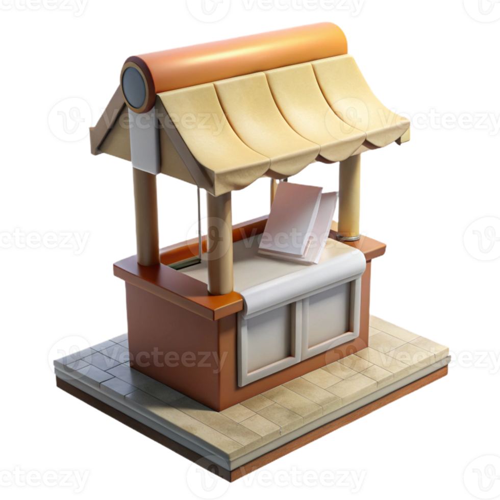 elegant vintage Newspaper Stand Empty Sidewalk Isolated high resolution png