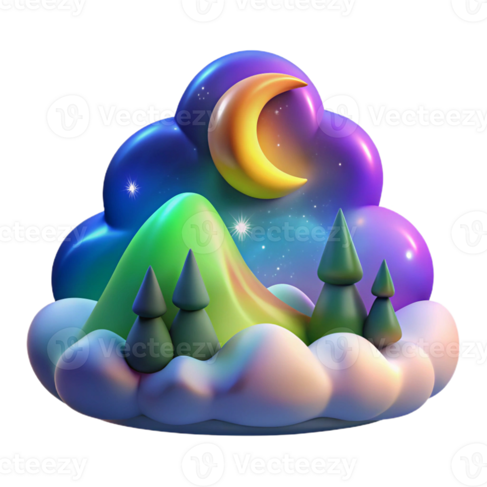 beautiful creative Northern Lights Colorful Sky Night Scene Cutout premium png