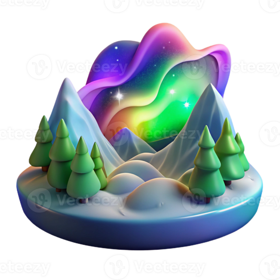 beautiful contemporary Northern Lights Colorful Sky Night Scene Cutout high resolution png