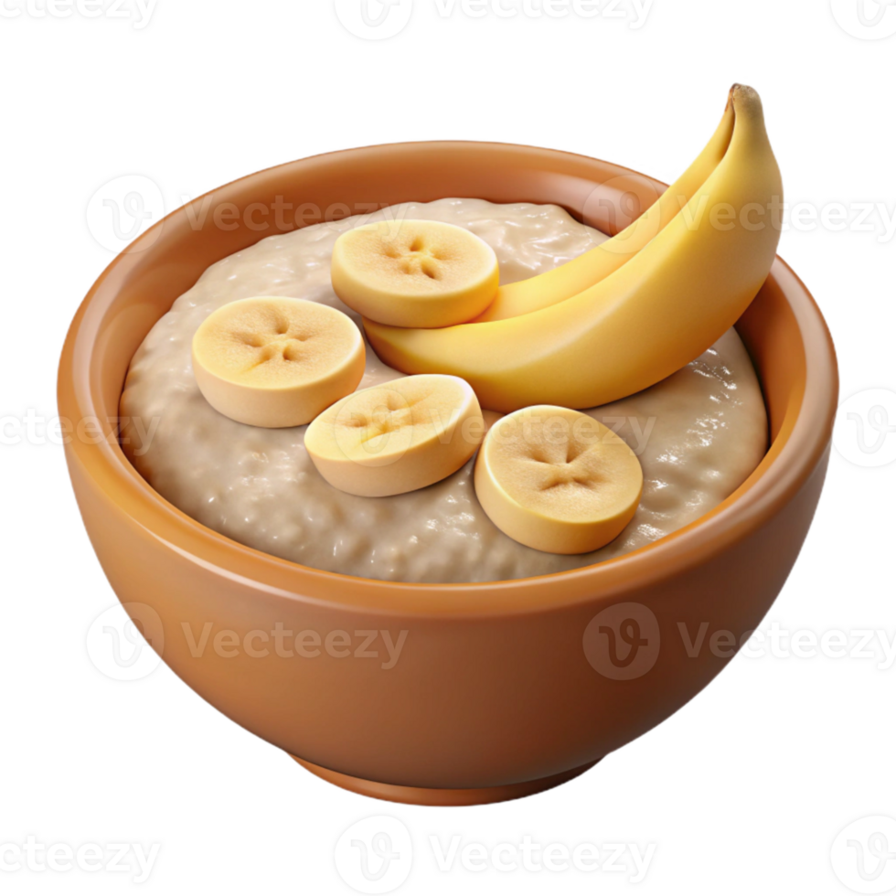 impressive classic Oatmeal with Banana Slices Cutout authentic png