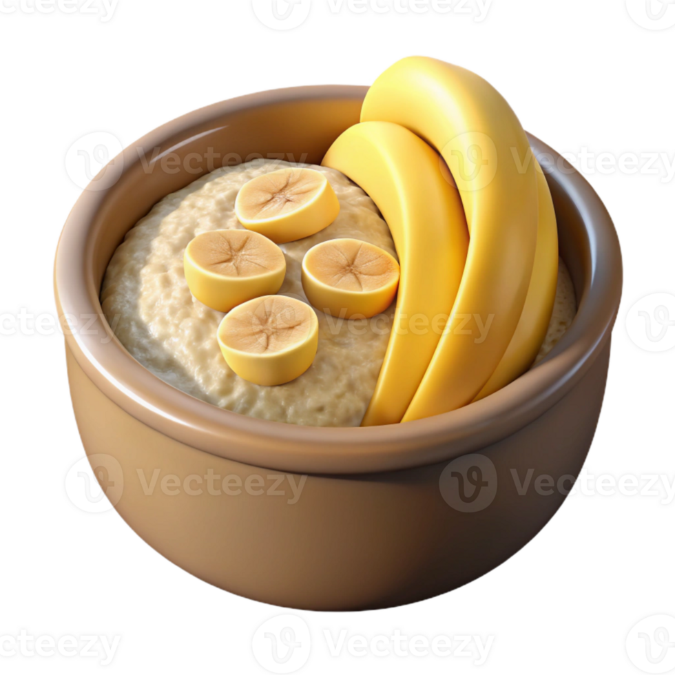 elegant abstract Oatmeal with Banana Slices Cutout detailed png