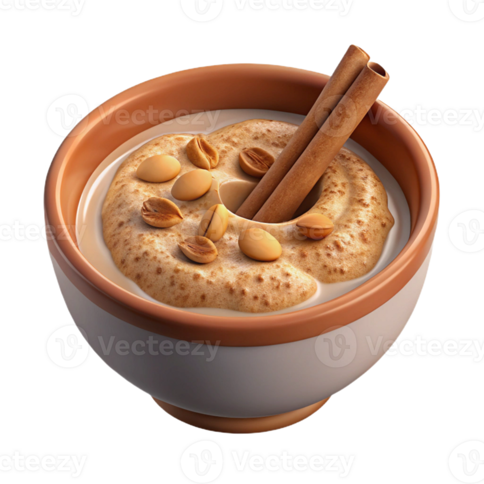 wonderful abstract Oatmeal Bowl Warm Cinnamon Toppings Isolated genuine png