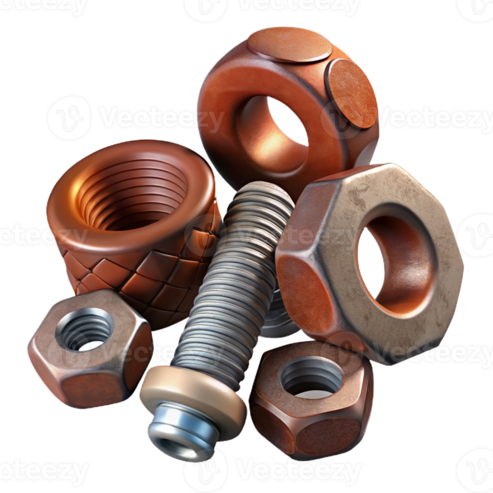 vibrant rustic Nuts and Bolts Assorted Cutout Element genuine png