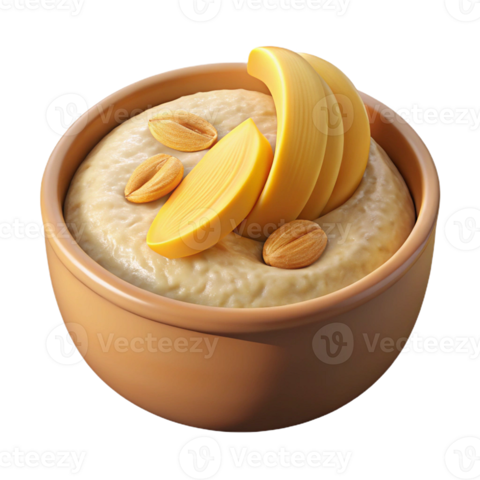 elegant minimalist Oatmeal with Banana Slices Cutout detailed png