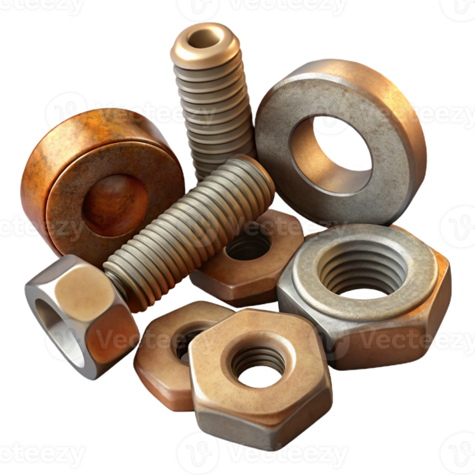 magnificent creative Nuts and Bolts Assorted Cutout Element high resolution png