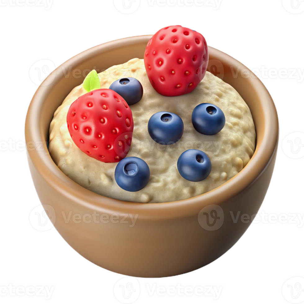 serene creative Oatmeal with Berries Transparent Background png