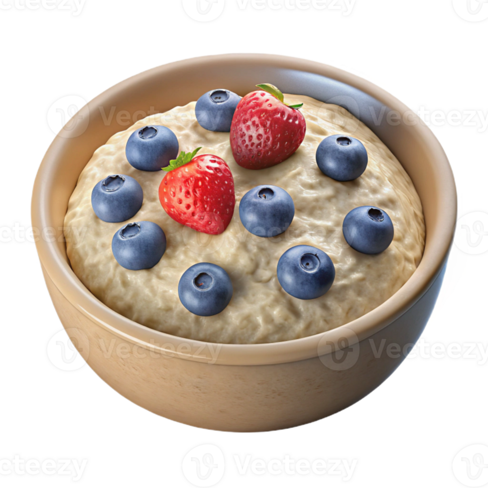 beautiful rustic Oatmeal with Berries Transparent Background authentic png