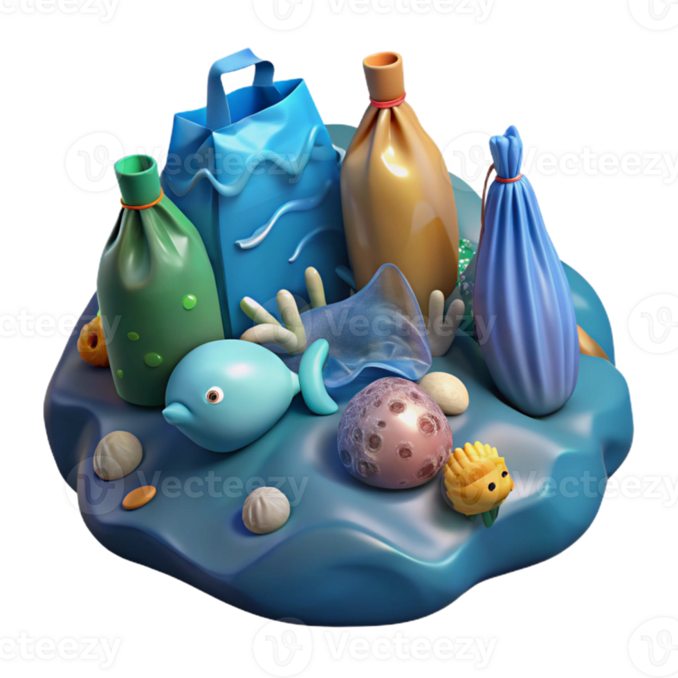 beautiful modern Ocean Pollution Plastic Bags Transparent Background professional png