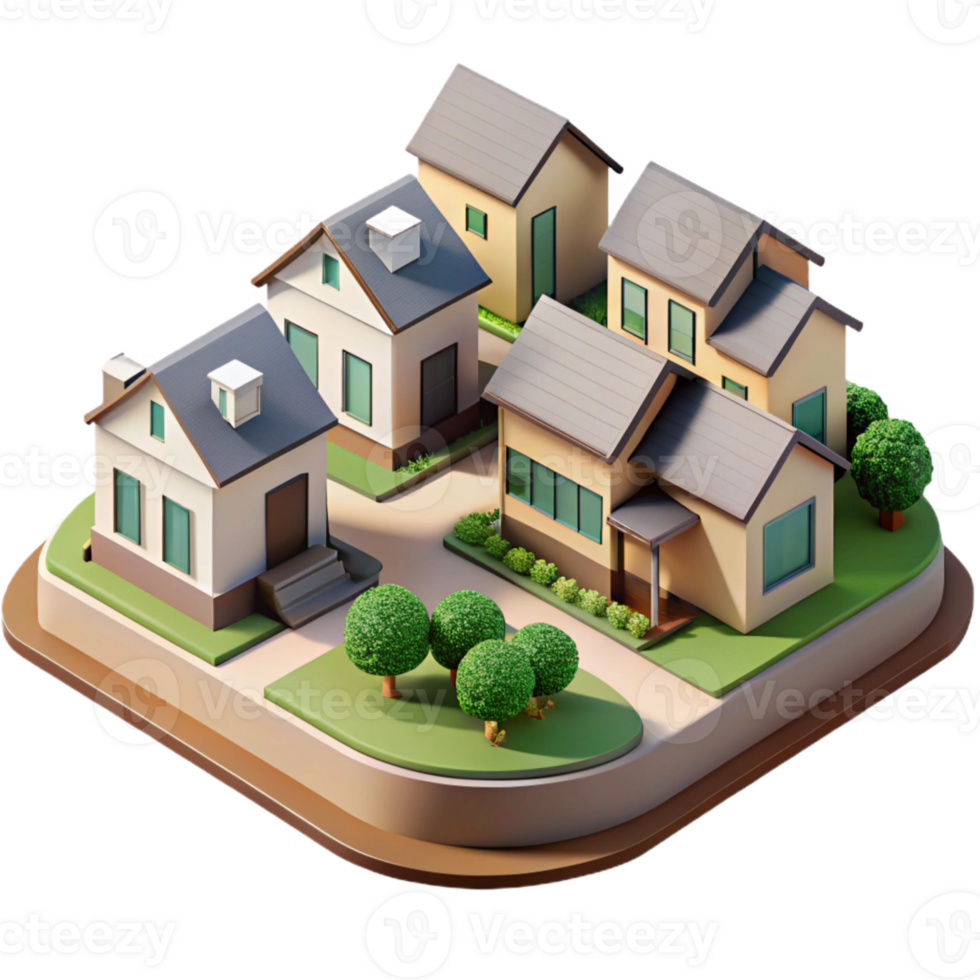 extraordinary artistic Oblique Drone Shot of Suburban Houses Cutout genuine png