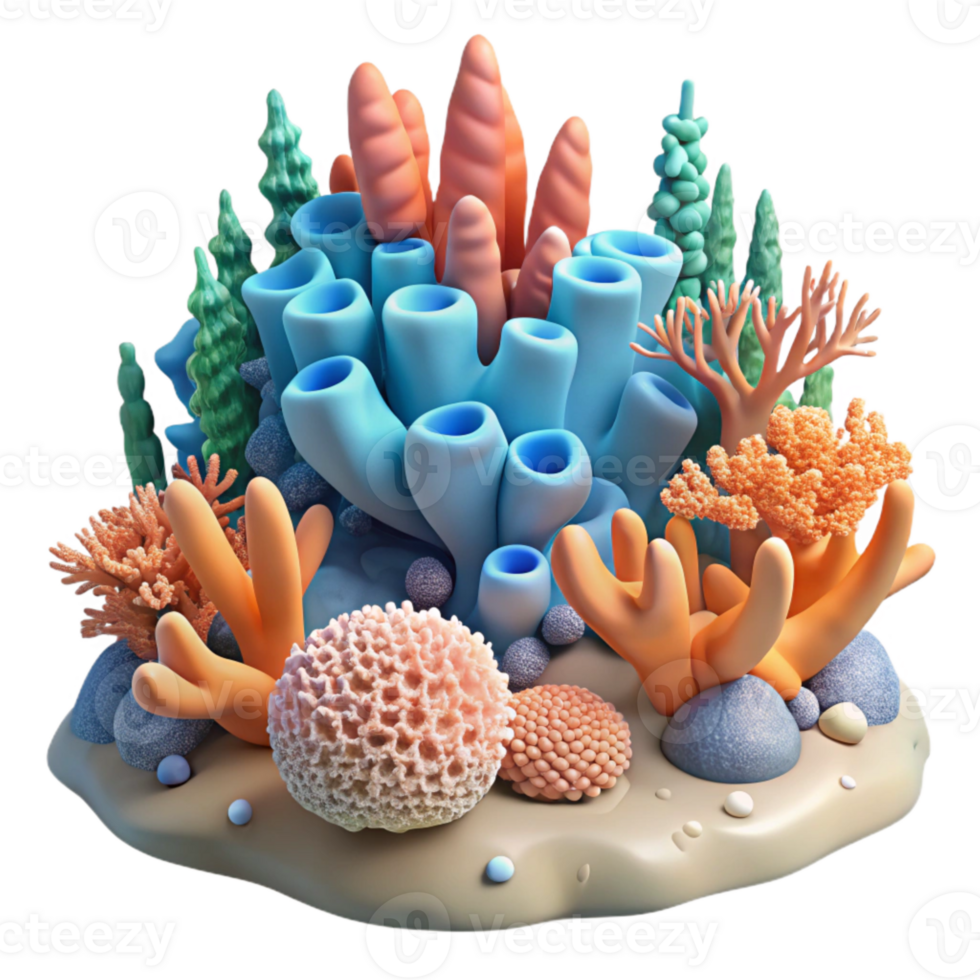 vibrant classic Ocean Coral Reef Underwater Scene Transparent Background professional png