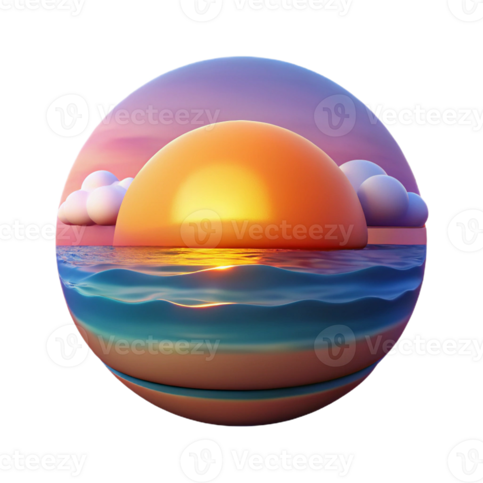 extraordinary abstract Ocean Sunset Colorful Sky Isolated Element premium png