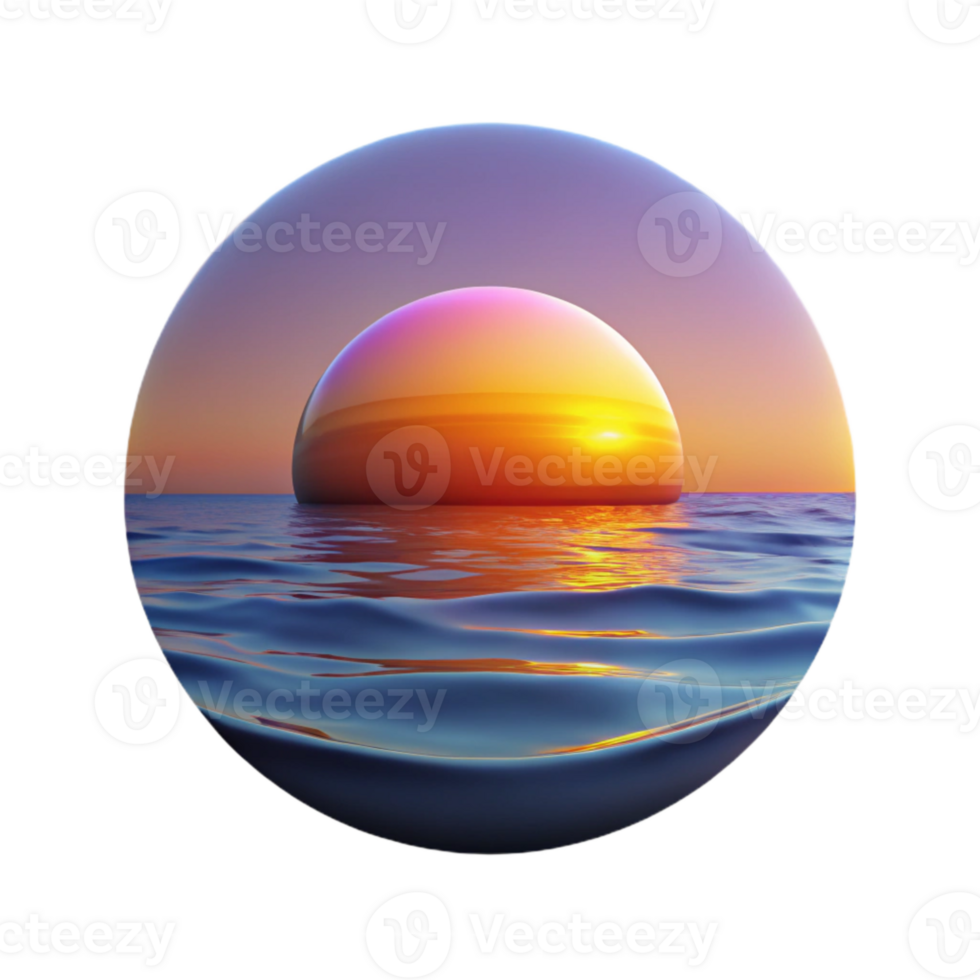 elegant artistic Ocean Sunset Colorful Sky Isolated Element png