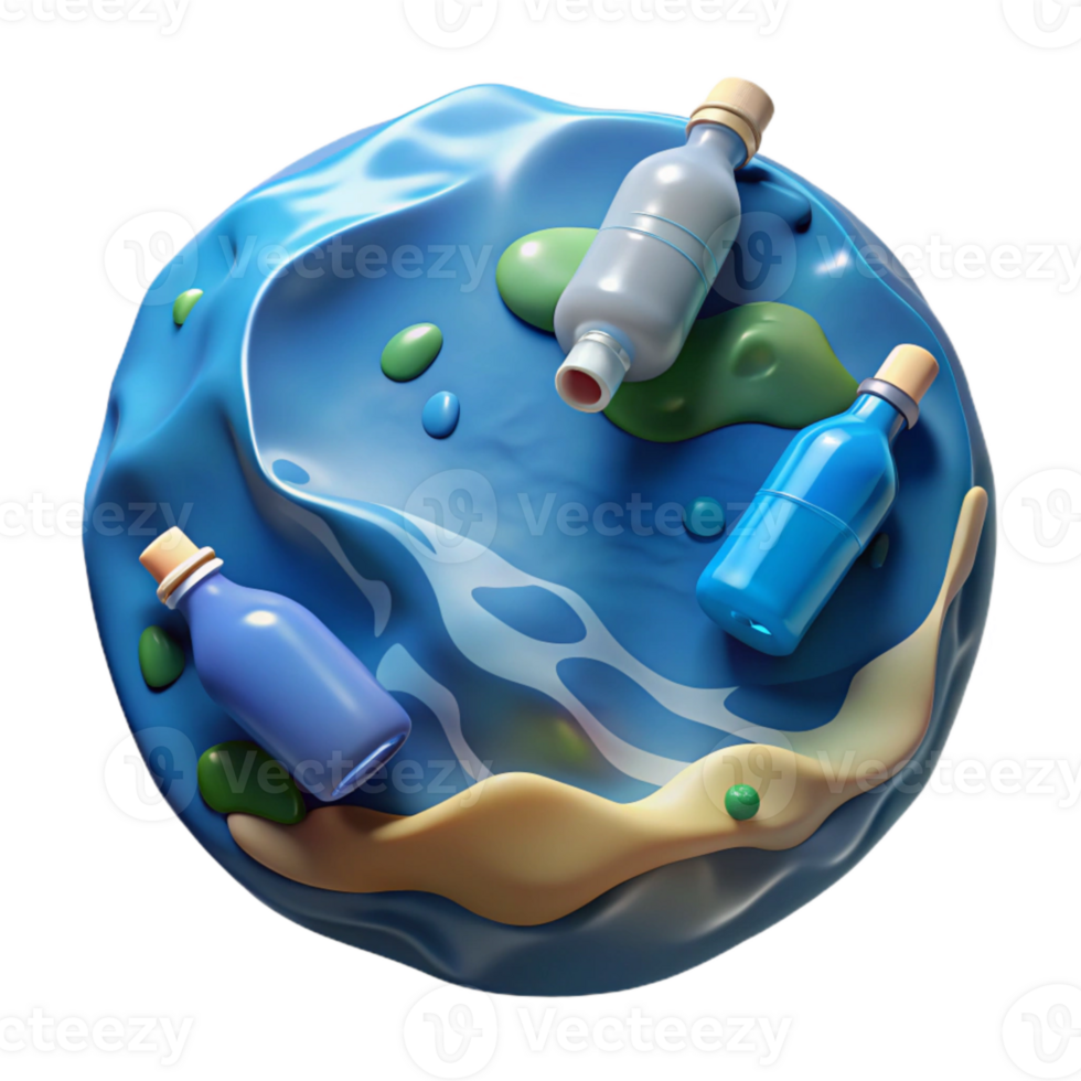 wonderful creative Ocean Pollution Plastic Bottles Transparent Background high resolution png